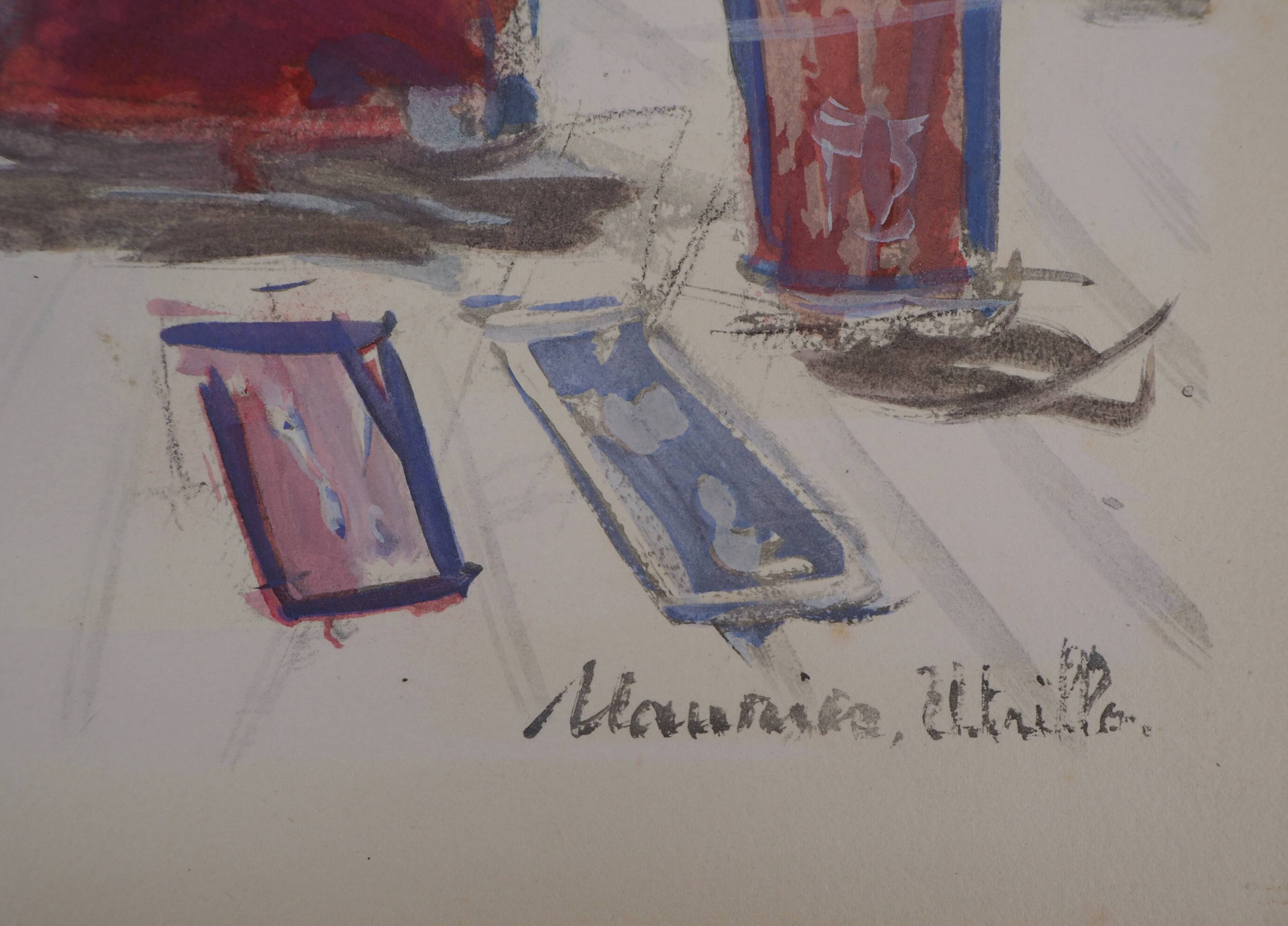 Maurice Utrillo: July 14th Wine, original signed engraving