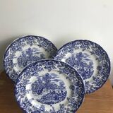 3 Luneville Flat Plates Toile De Jouy Style Picnic Decor