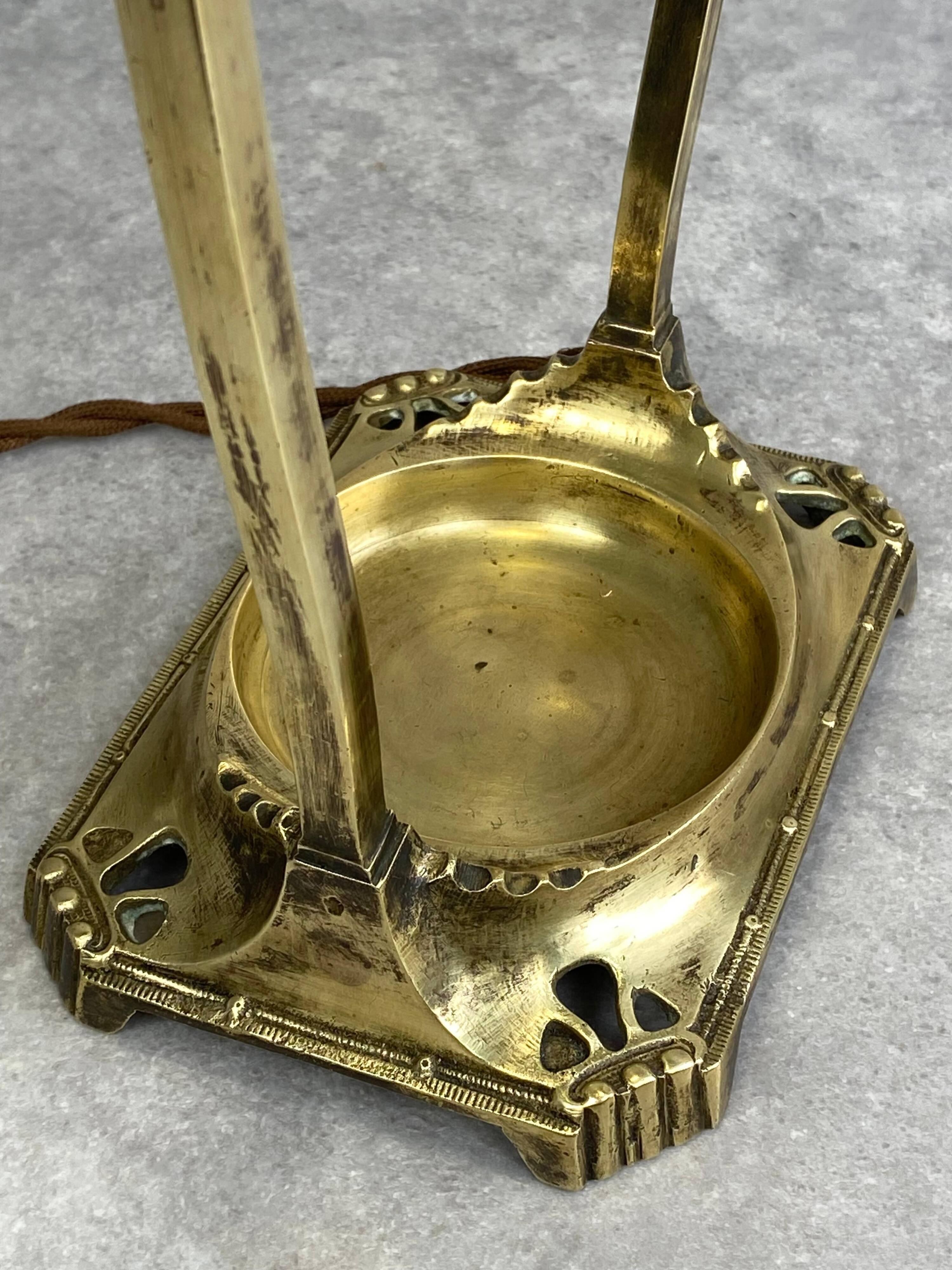 Large Jugendstil desk lamp with crystals