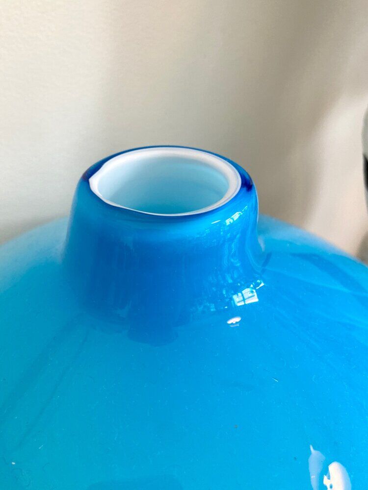Blue opaline ball vase