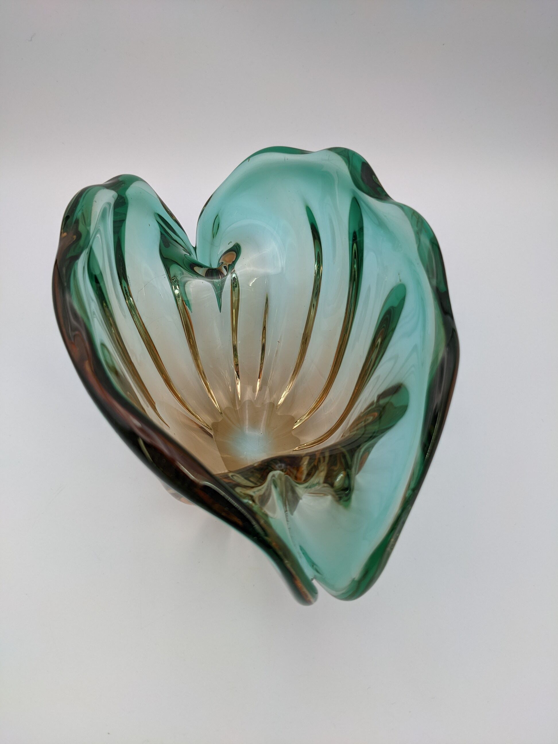 Vide-poche vase verre soufflé coquillage murano seguso bullicante