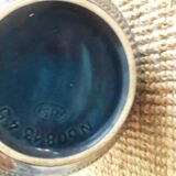 Vase bleu série " fat lava "  en faience émaillée