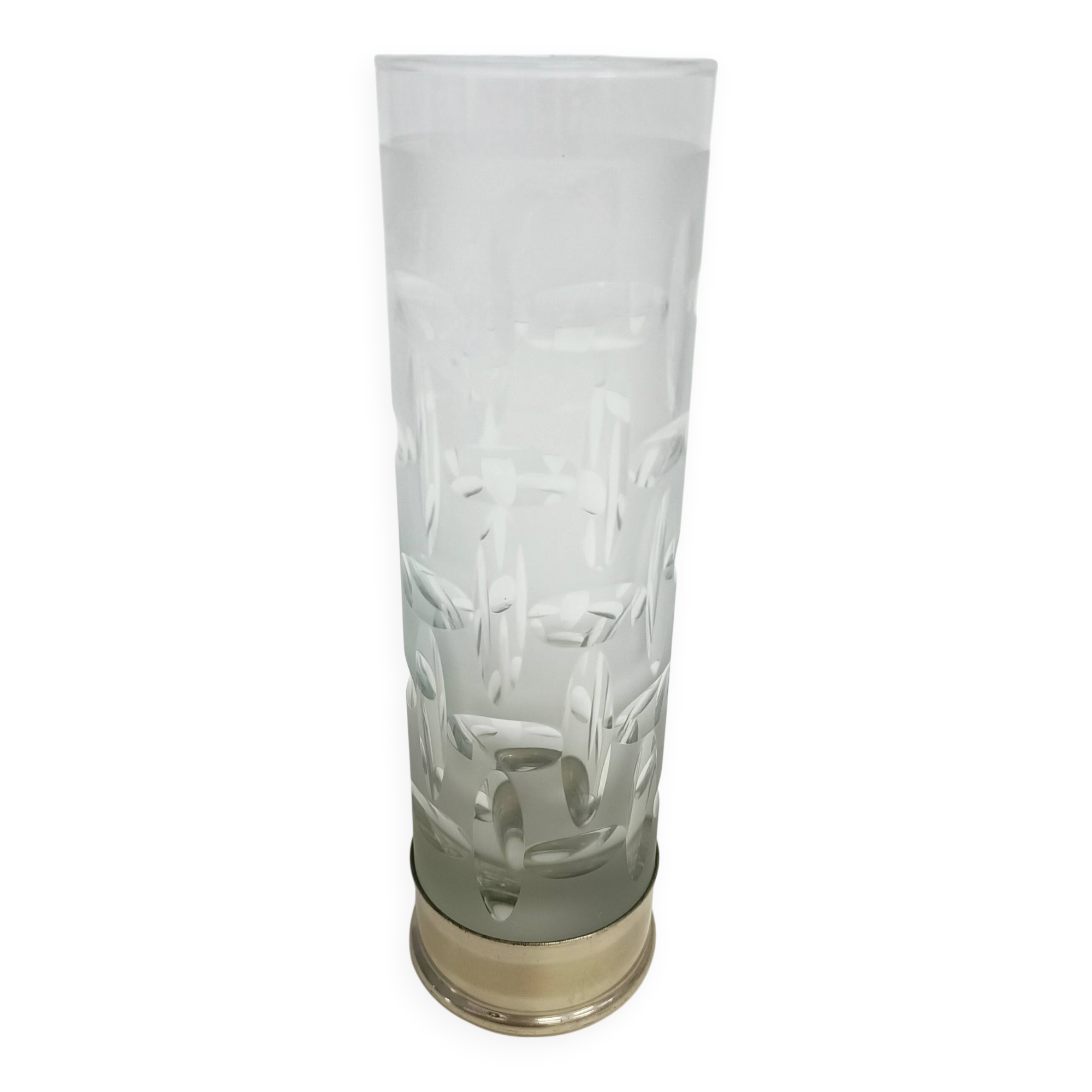 Set of Six Bohemian Ground Crystal and Silver Drinking Glasses