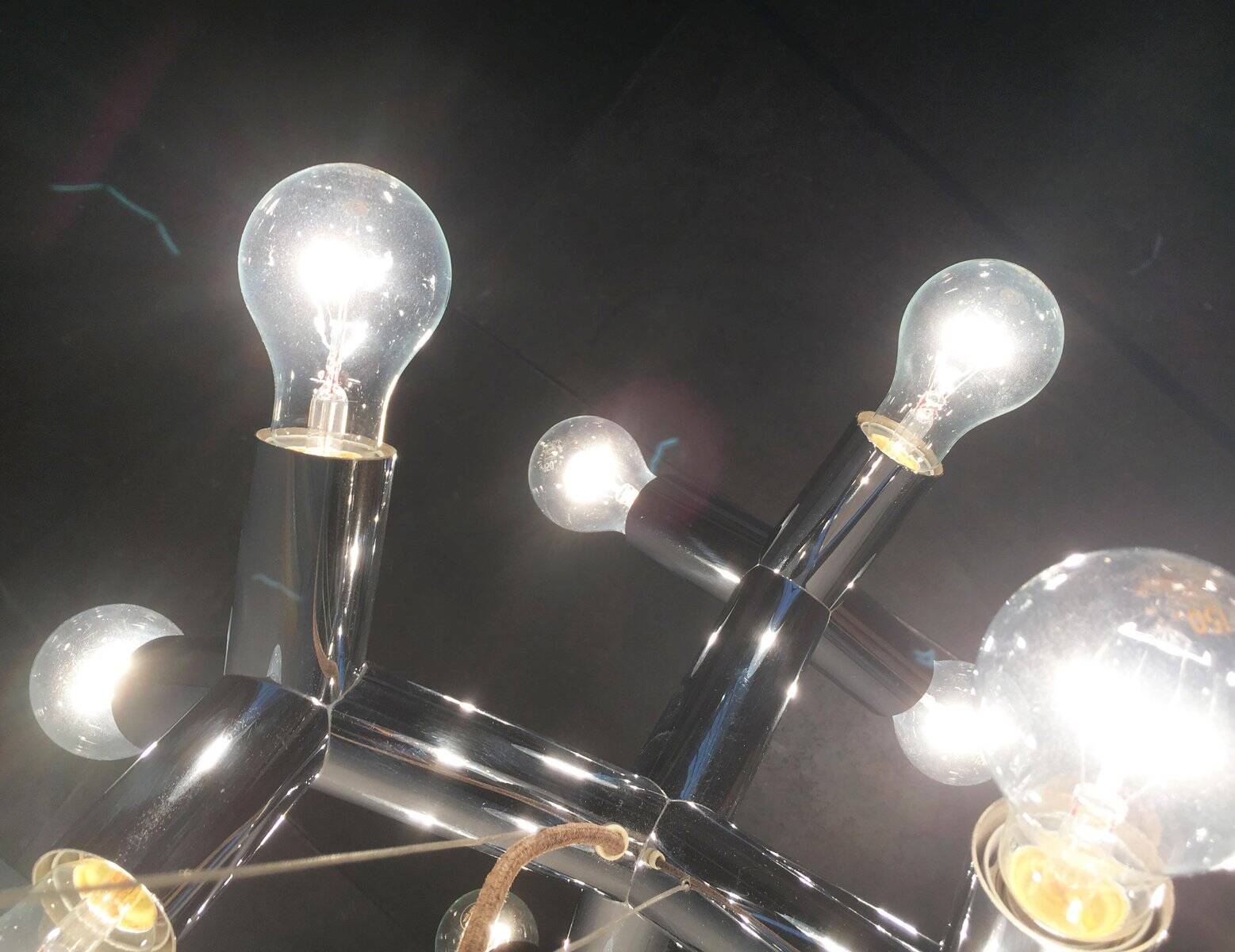 Atomic 12 HL suspension light in Espace style, mid-20th century, Austrian, by J.T. Kalmar, 1960s.