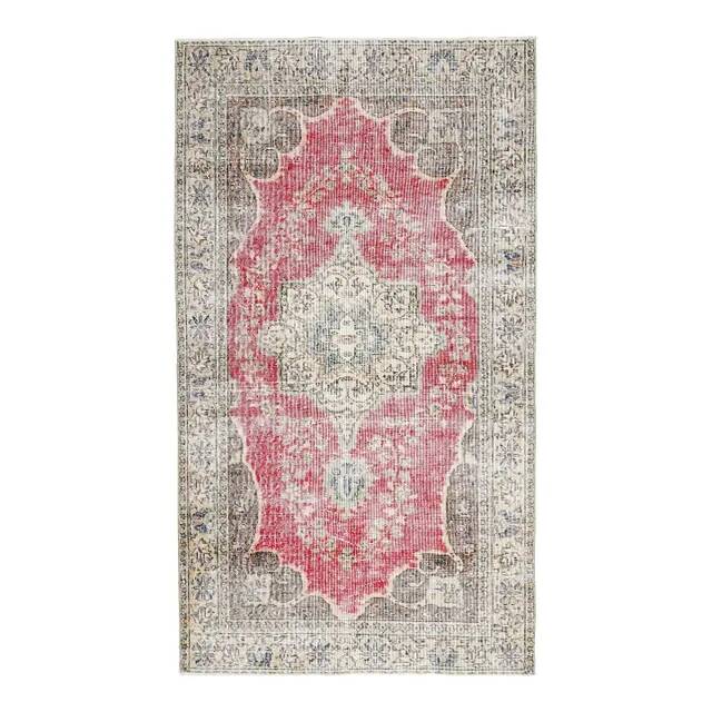 Vintage Turkish Oushak Handmade Wool Cotton Red Area Rug  111x199
