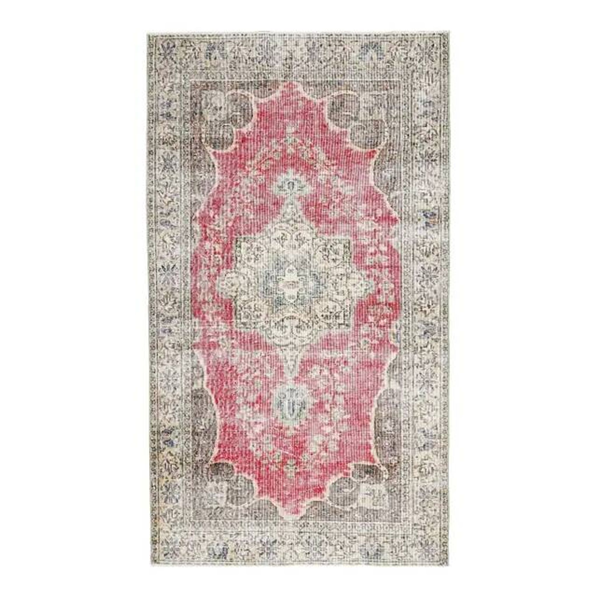 Vintage Turkish Oushak Handmade Wool Cotton Red Area Rug  111x199