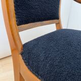 Biedermeier Armchair in Walnut & Black Boucle, South Germany, 1835