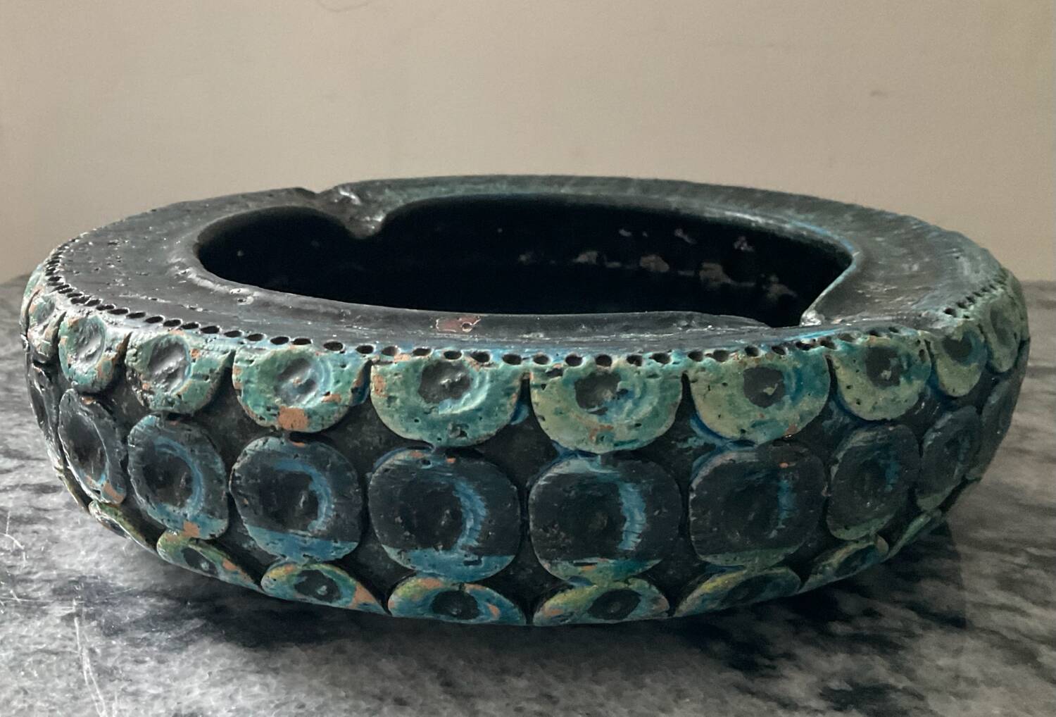 Large Bitossi-Aldo Londi ashtray in glazed ceramic
