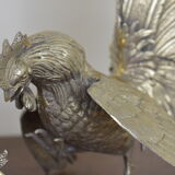Pair of silver brass roosters