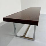 Antique and XXL Italian design coffee table from the 70s, rosewood veneer