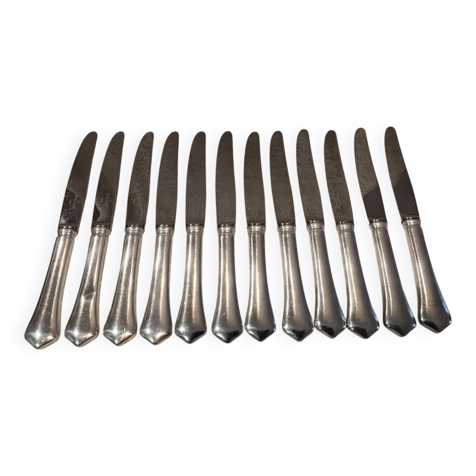 12 silver-plated table knives by silversmith Ravinet Denfert Brantome