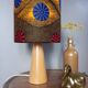 Table lamp in blond wood with handmade wax shade