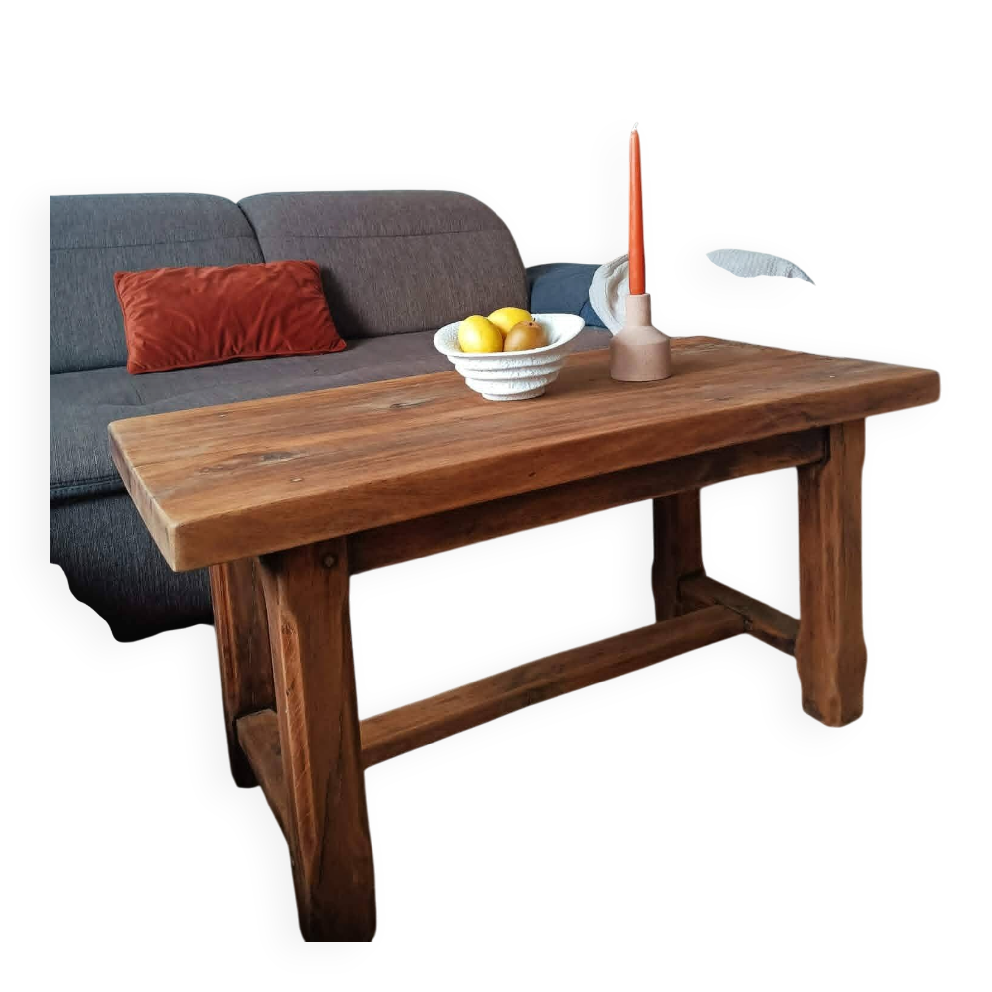 Table basse rustique en bois massif – Style Campagne Chic / Ferme