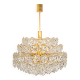 Lustre, laiton et verre cristal par Kinkeldey, Allemagne, années 1970