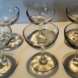 Six old blown glass champagne cups