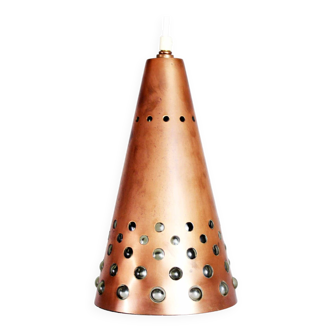 Brutalist style copper pendant light