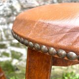 Pair of studded leather bar stools