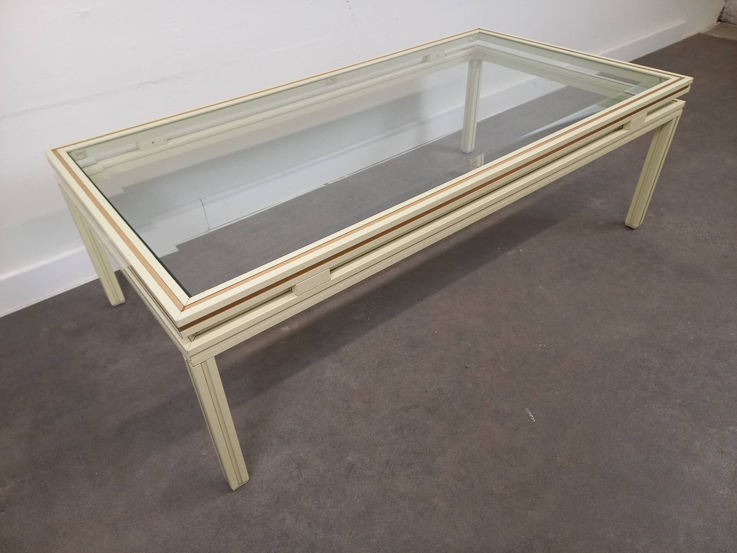 Glass and metal coffee table Pierre Vandel