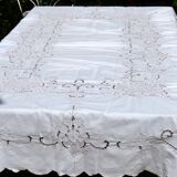 Old rectangular tablecloth hand embroidered