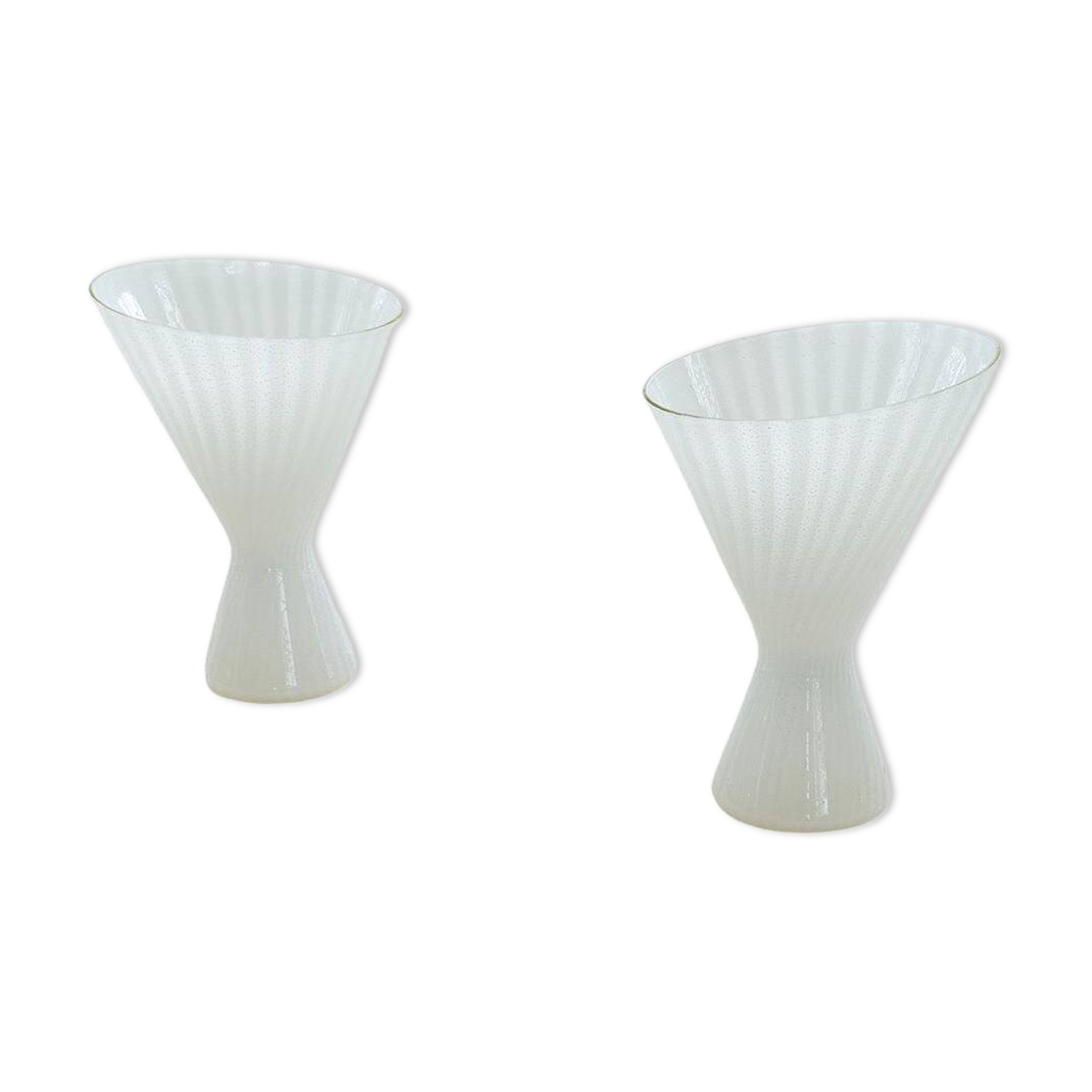 Pair of large classic white Murano table lamps from Italy, 1970s.