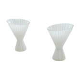 Pair of large classic white Murano table lamps from Italy, 1970s.