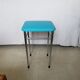 Vintage chromed stool in turquoise blue skai