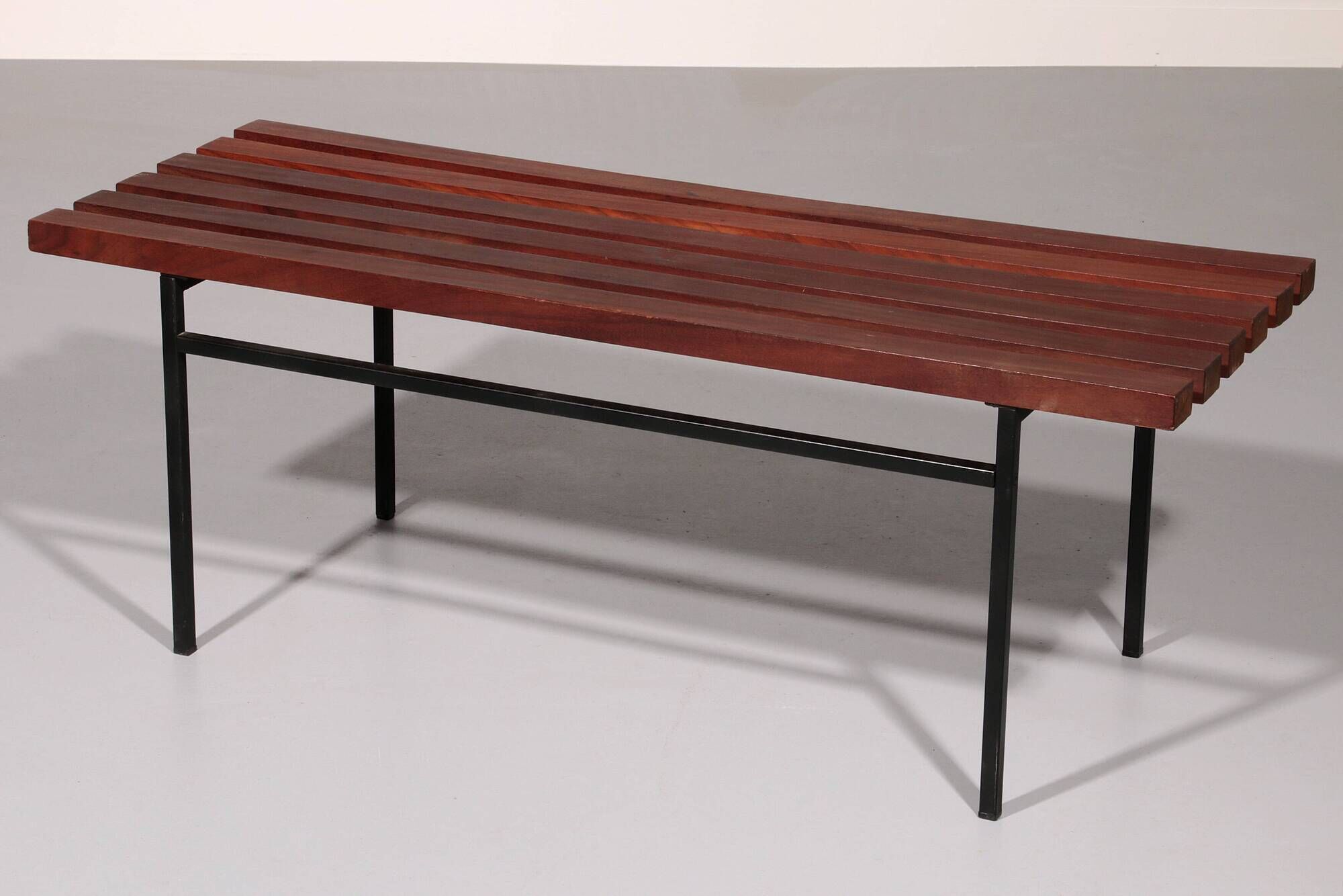 Mid-Century Meranti Wood Bench 1960 Italy
