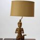 Paire de lampes  de table Bouddha en bois avec abat-jours