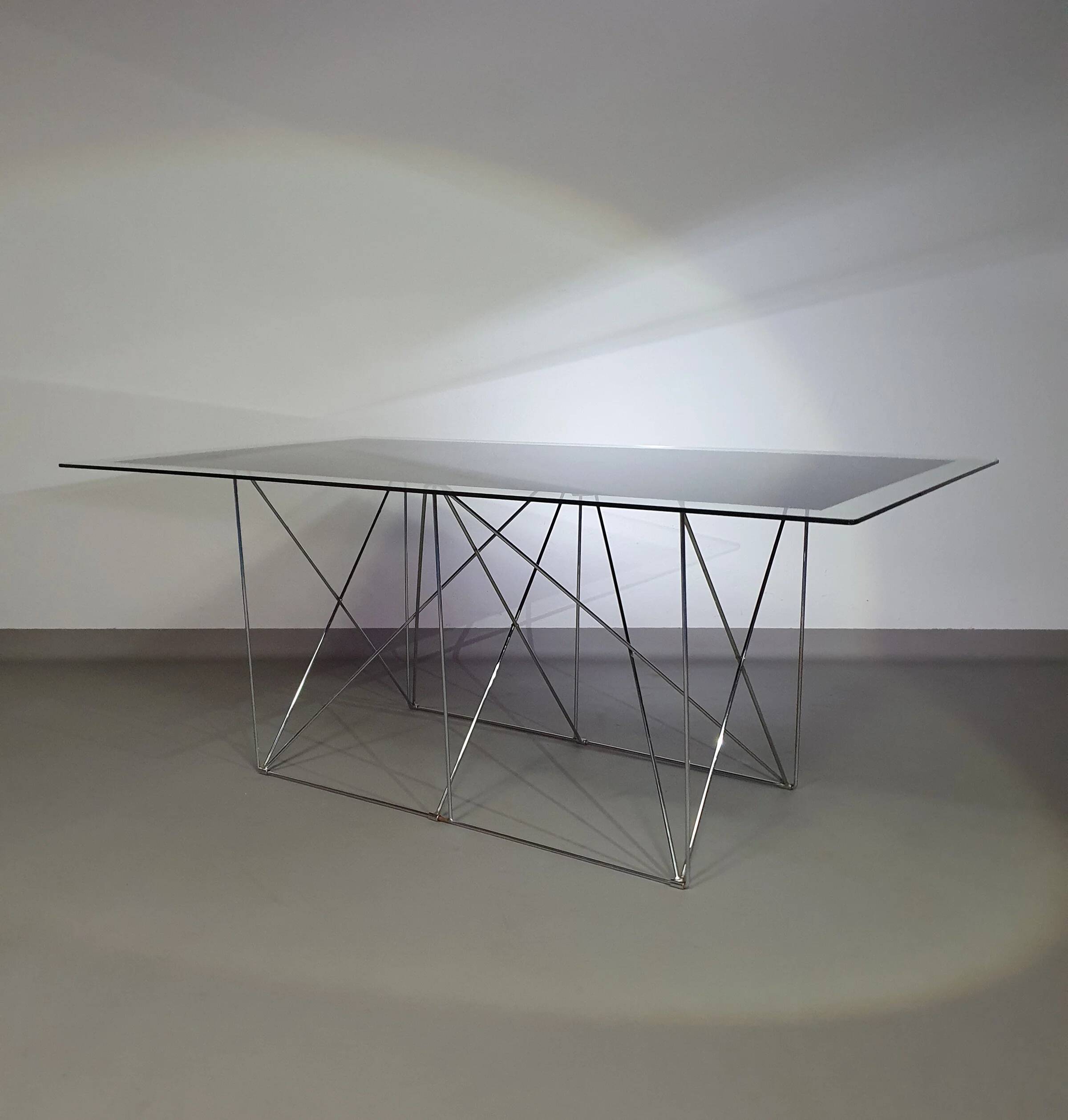 Steel and glass dining table by Max Sauze for Max Sauze Studio, 1970s