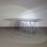 Steel and glass dining table by Max Sauze for Max Sauze Studio, 1970s