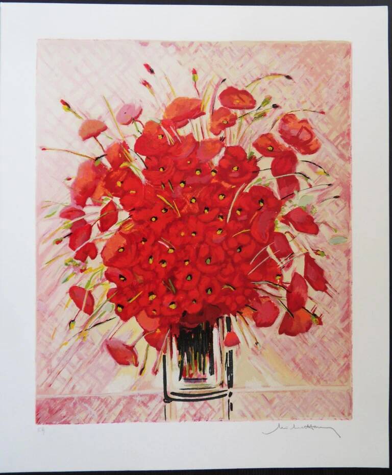 Michel Henry: Bouquet of Poppies, original signed silkscreen print