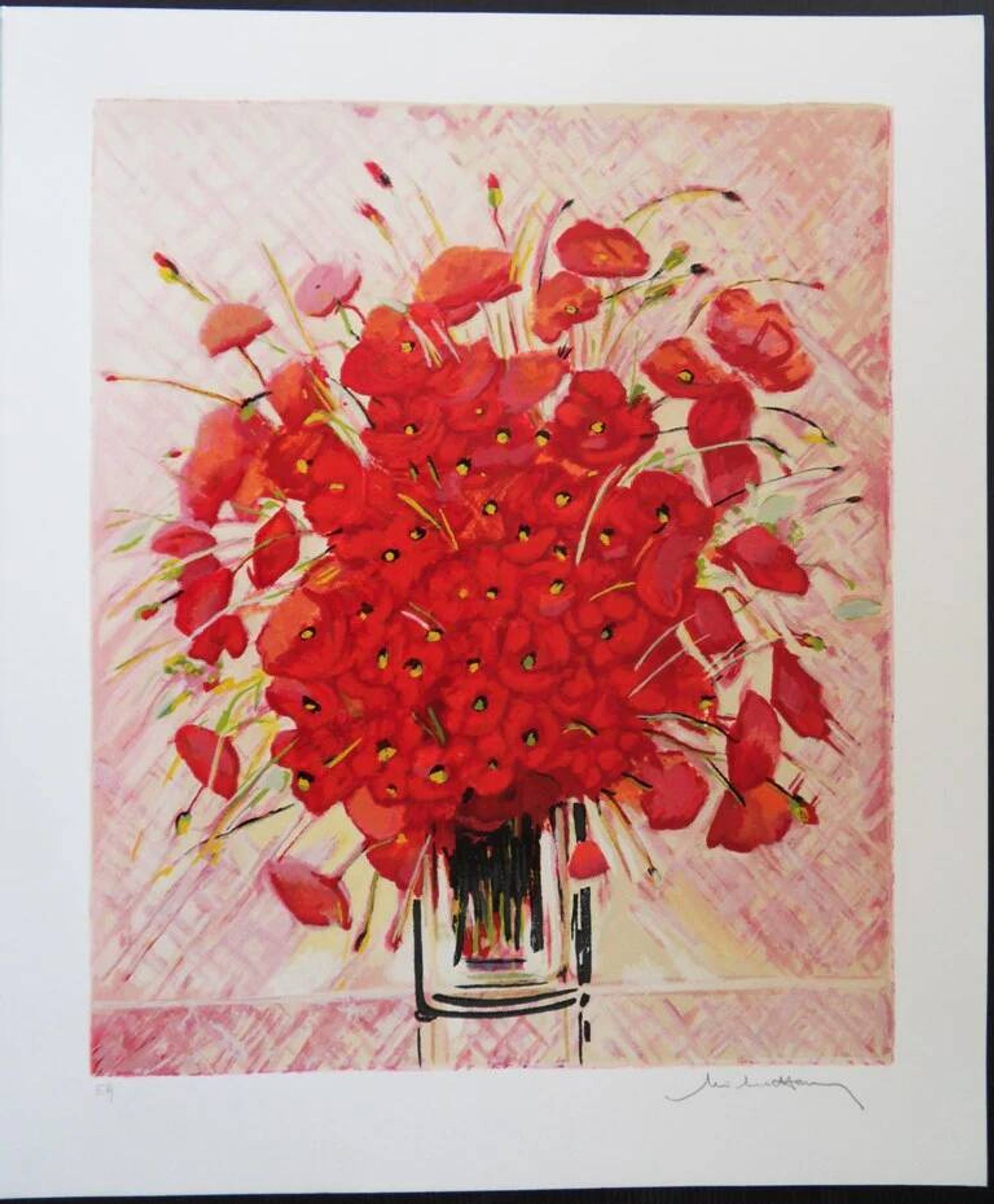 Michel Henry : Bouquet de coquelicots, sérigraphie originale signée