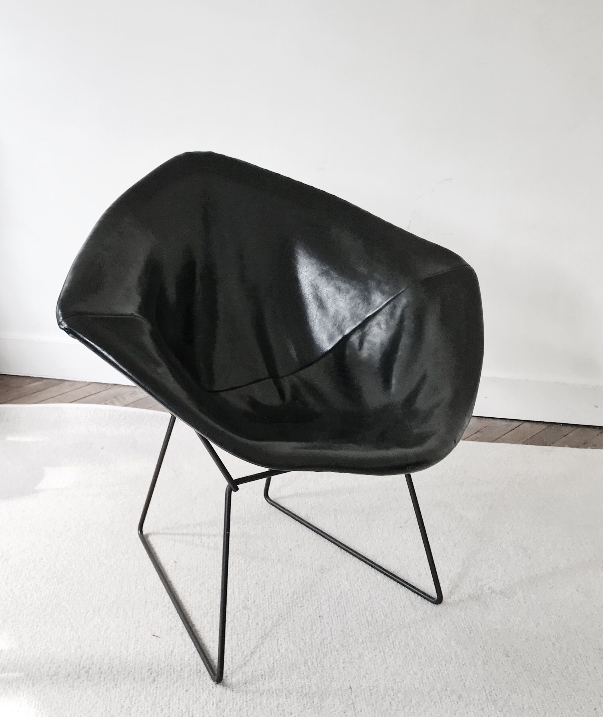 Armchair Diamond leather of Harry Bertoia for Knoll 1970