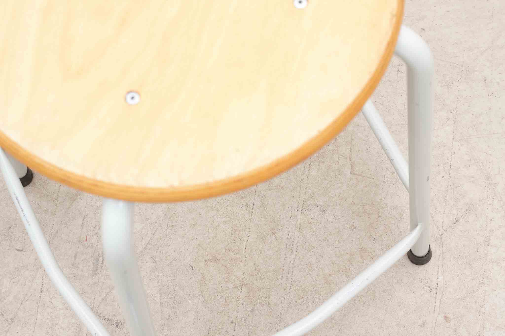 Oak and white mid-height stool