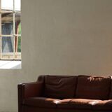 Stouby Møbelfabrik, 3-seater mid-century style sofa in brown leather, made in the 1970s.