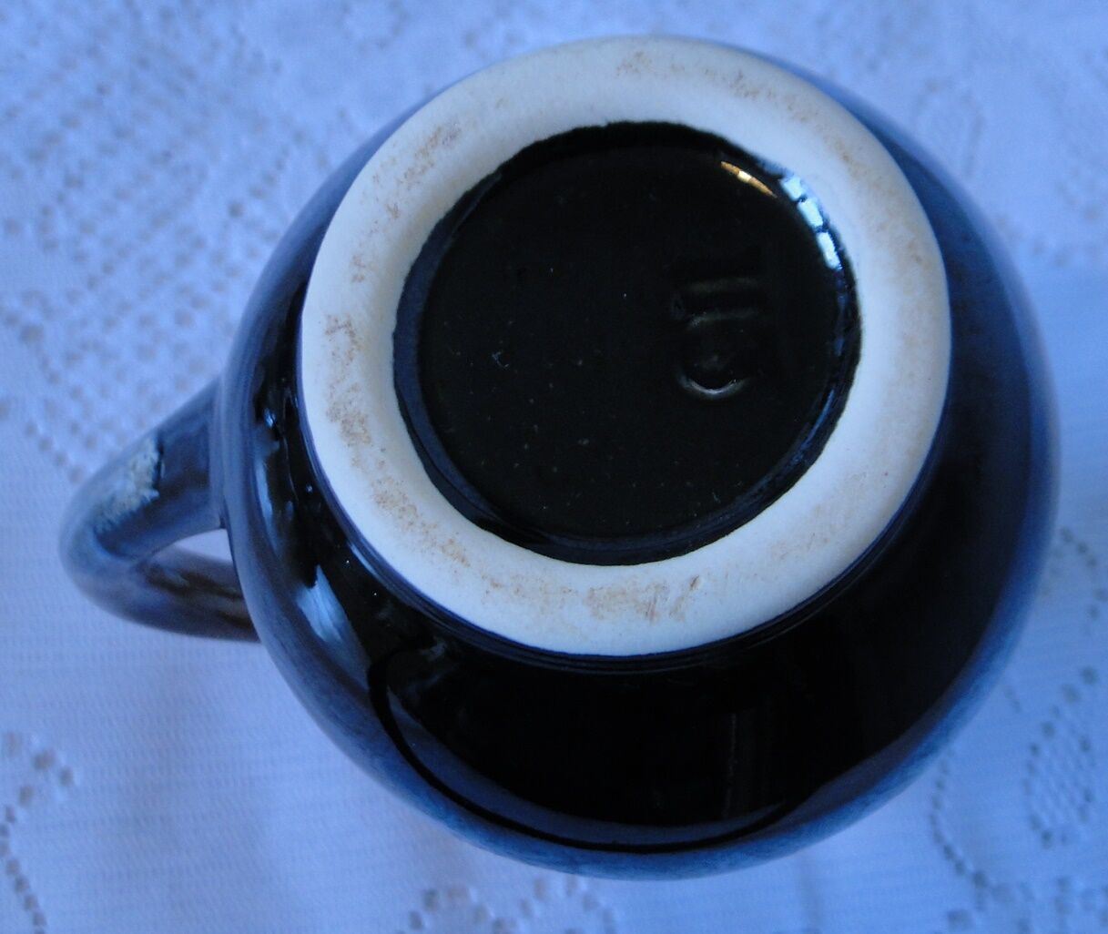 Blue, grey and brown flame stoneware jug