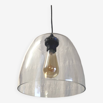 Vintage glass bell pendant light - late 20th century