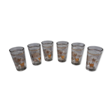 6 tea glasses golden décor camel palm