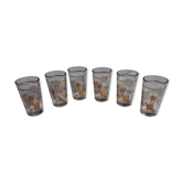 6 verres à thé décor doré chameau palmier