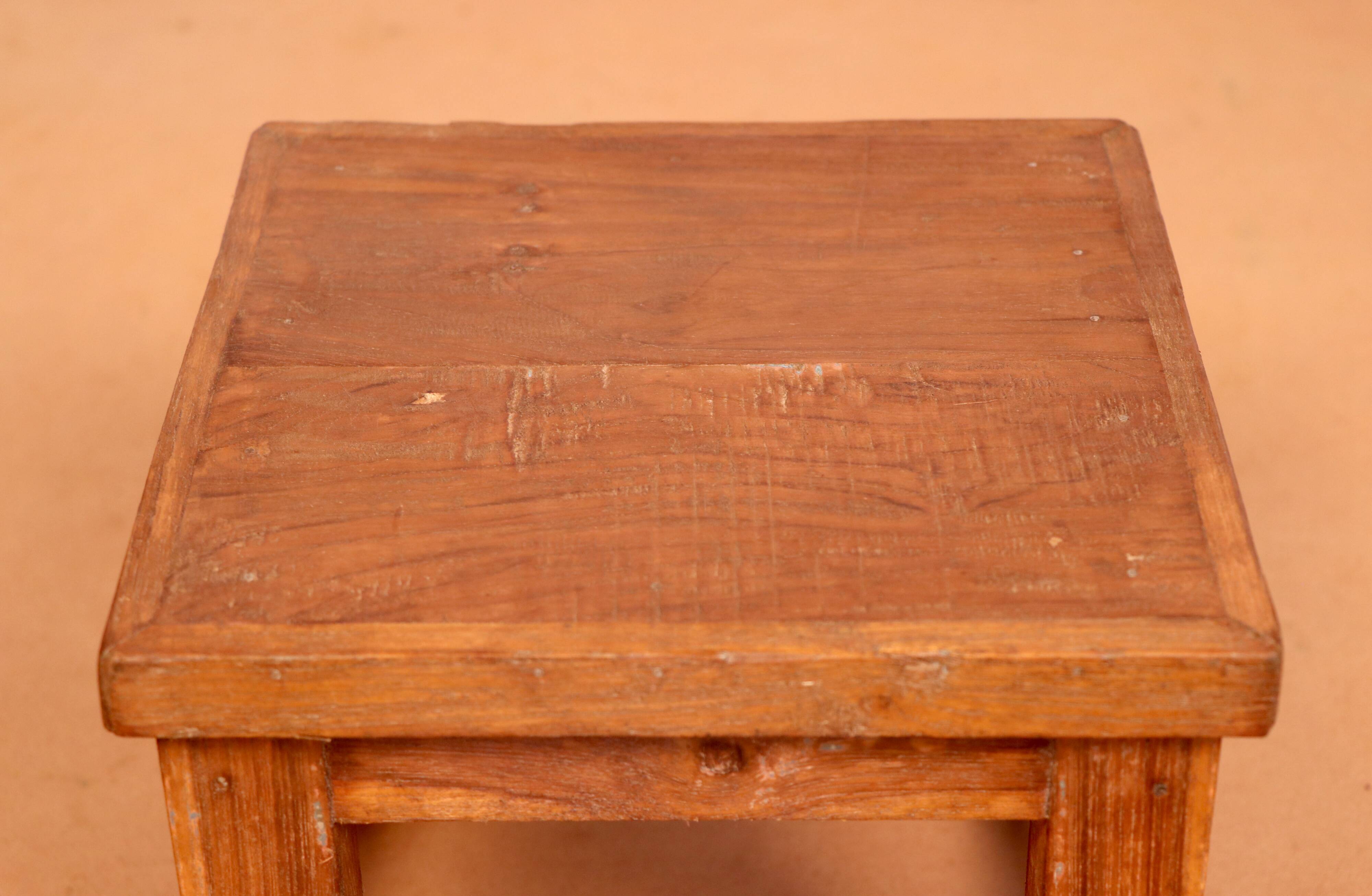 Old small Burmese teak workshop bedside table