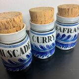Set of 8 ceramic spice pots by Roger Capron