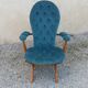 Velvet armchair and adjustable wood