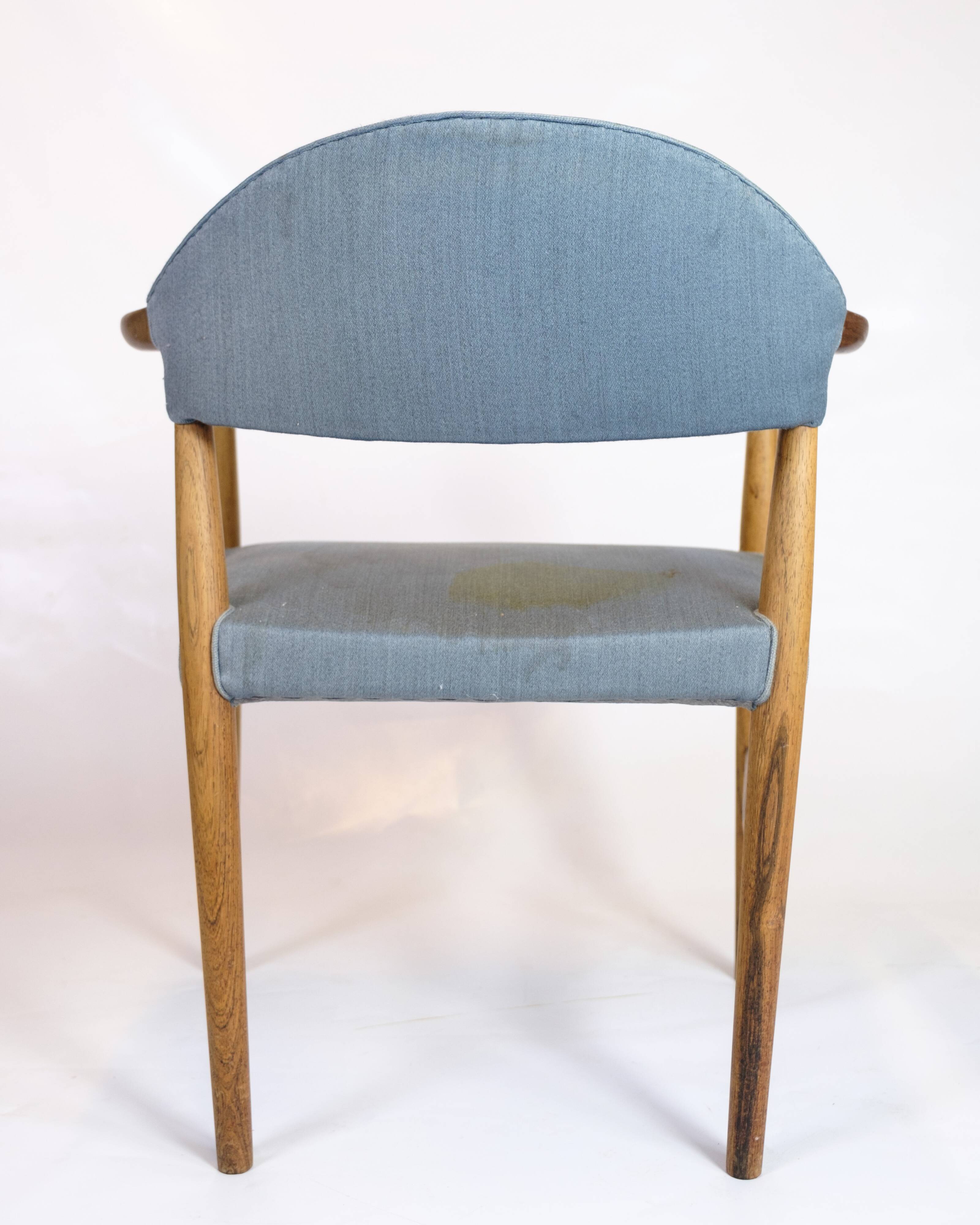 Armchair - Teak - Blue fabric seat - Kurt Olsen - Danish design - 1960s