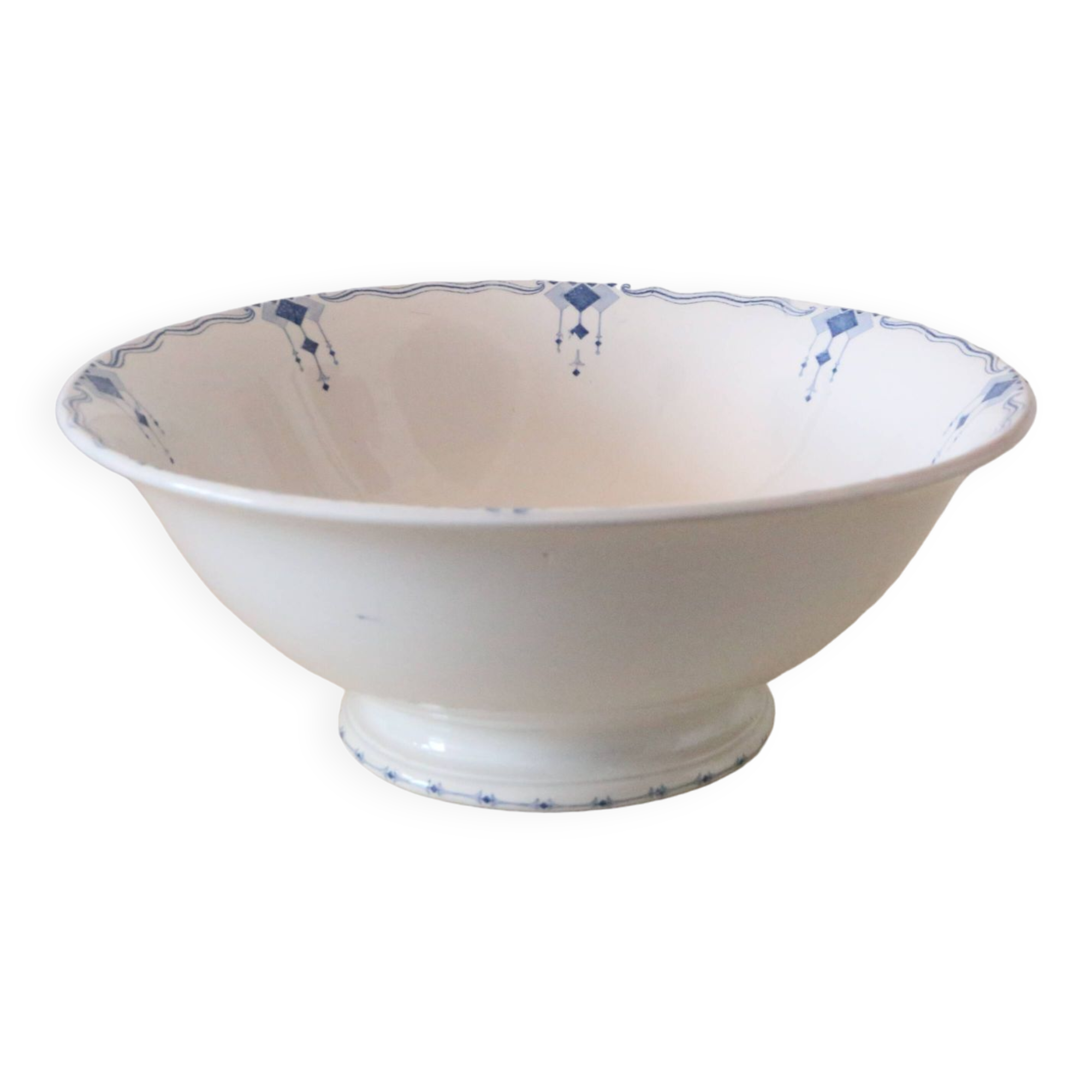 Large Terre de Fer salad bowl, Saphir model, Sarreguemines, French manufacturer