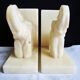 Elephant bookends in alabaster, Pair of elephant bookends.