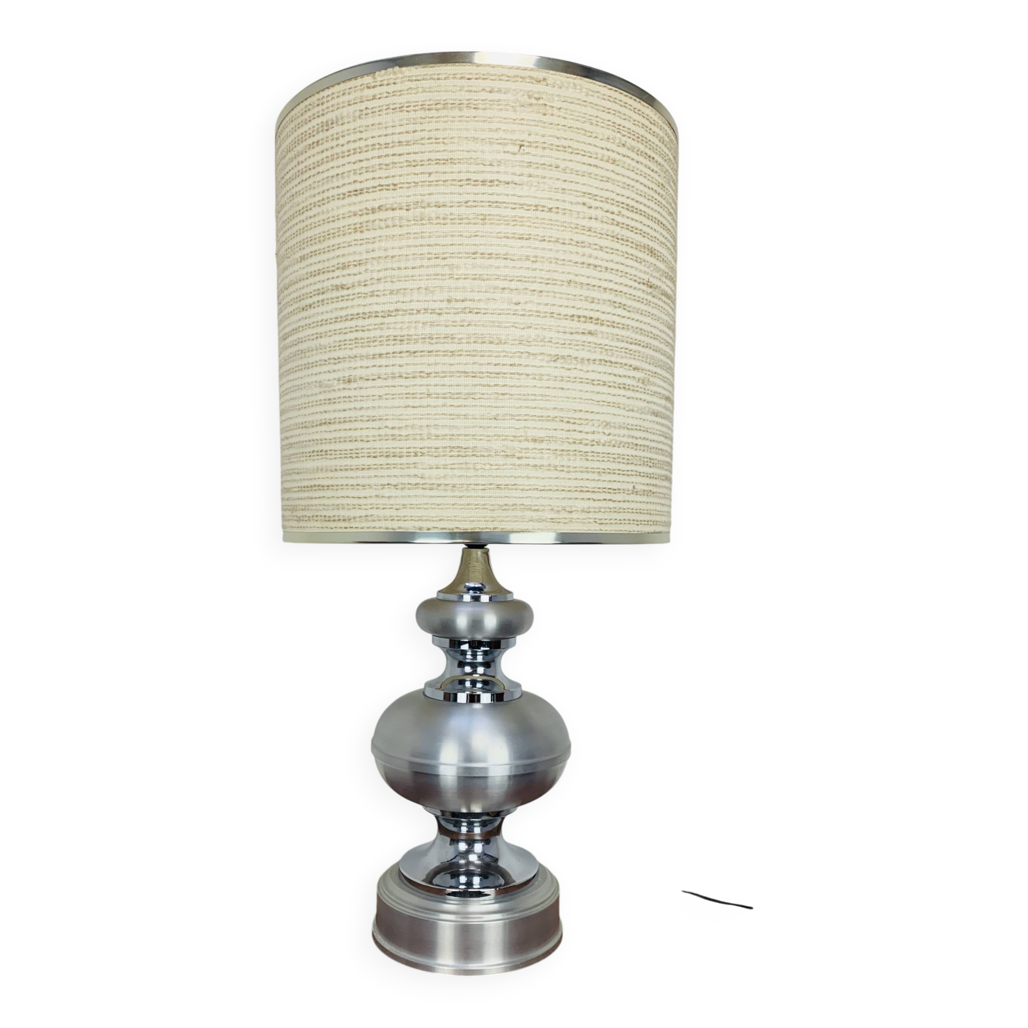 70s space age lamp, chrome and brushed aluminum