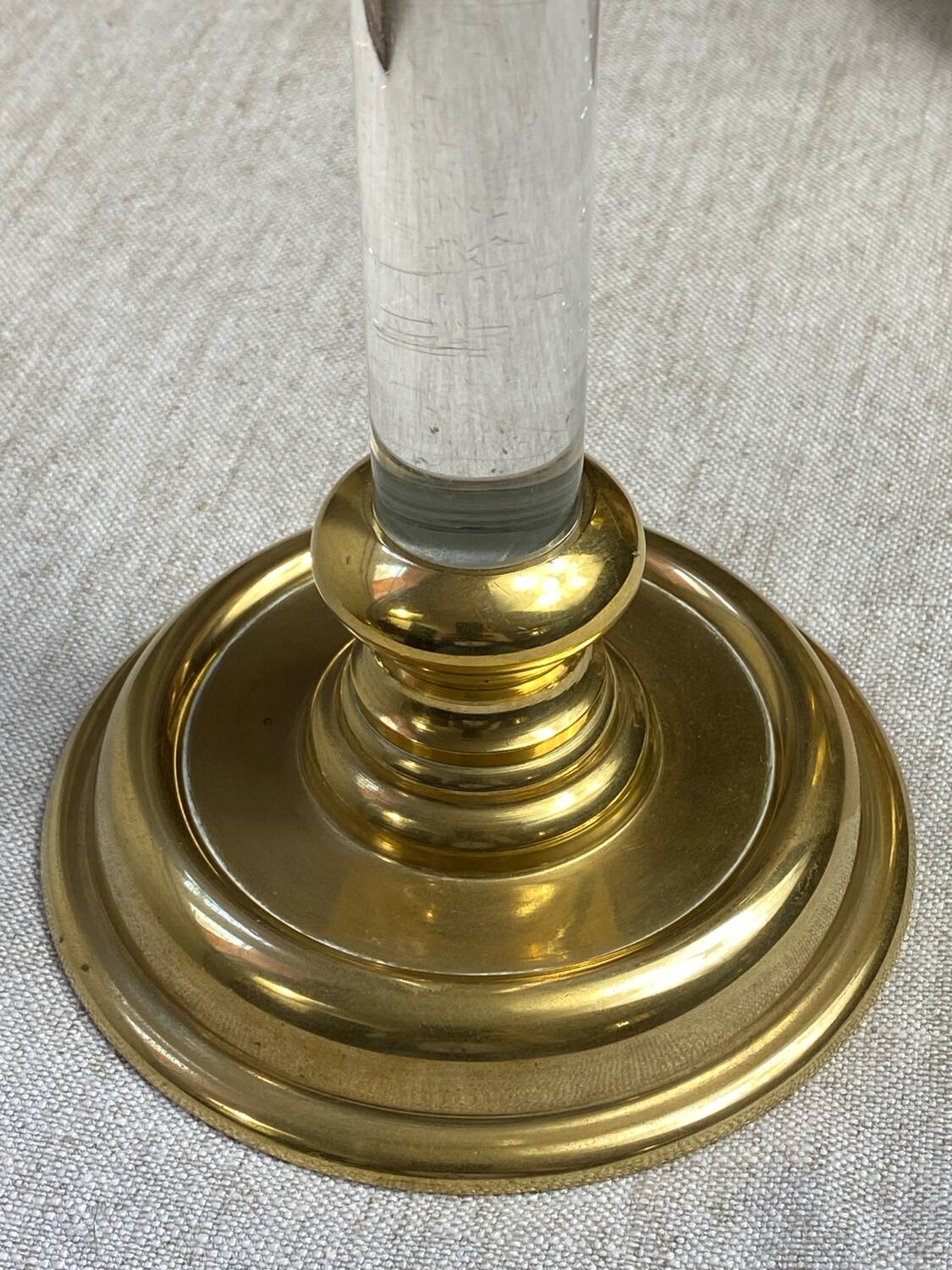 Brass and Lucite Candle Holder