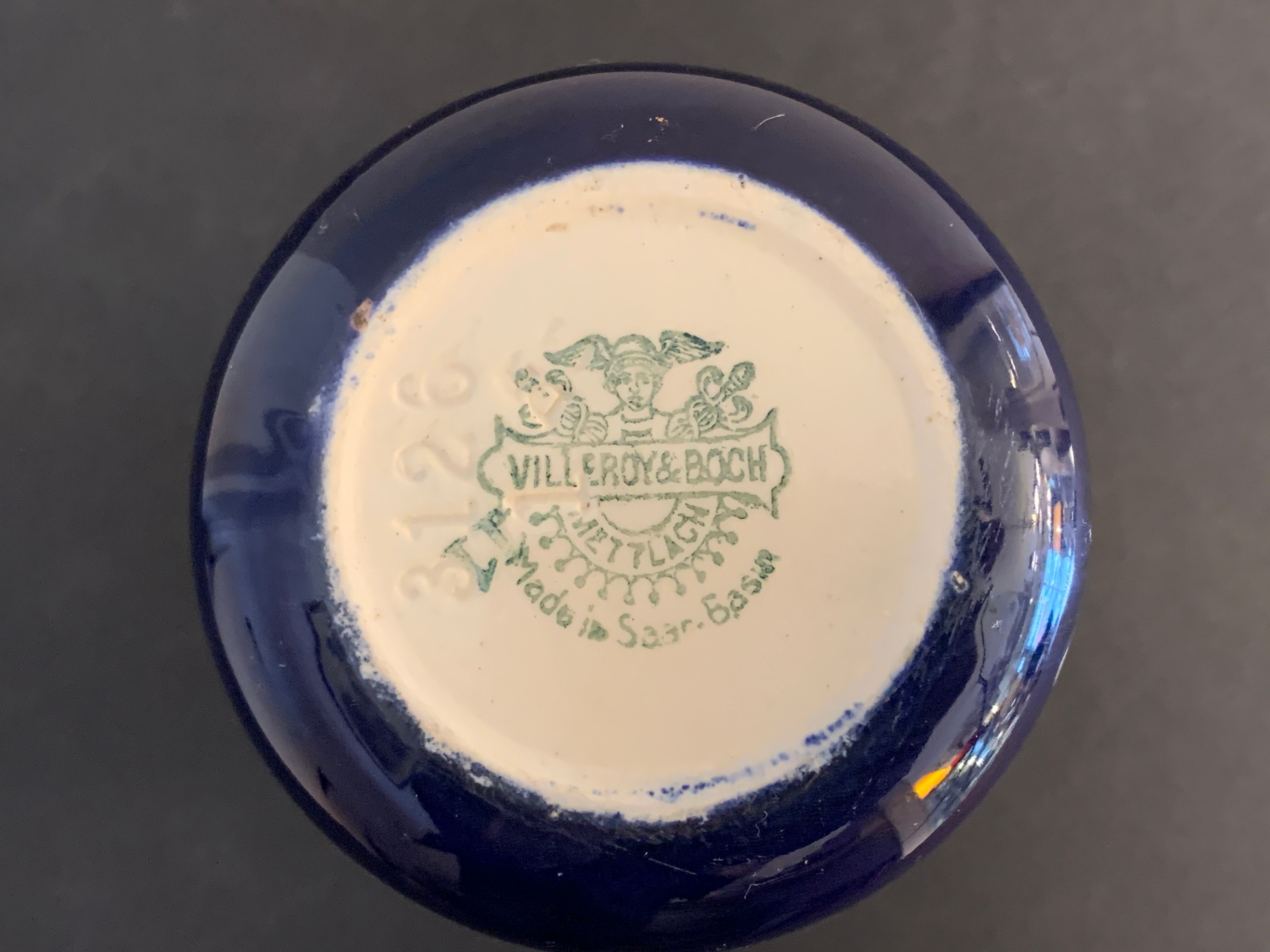 Art nouveau ceramic new cobalt vase by Villeroy and Boch