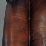 Brown Cowhide Leather Chesterfield Wingback Chair