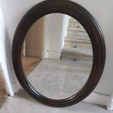 Miroir ovale bois massif 1950